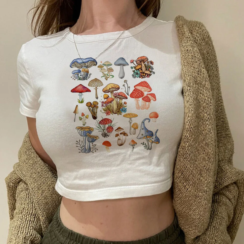 Goblincore streetwear  cyber y2k trashy crop top Woman 90s vintage Harajuku tee