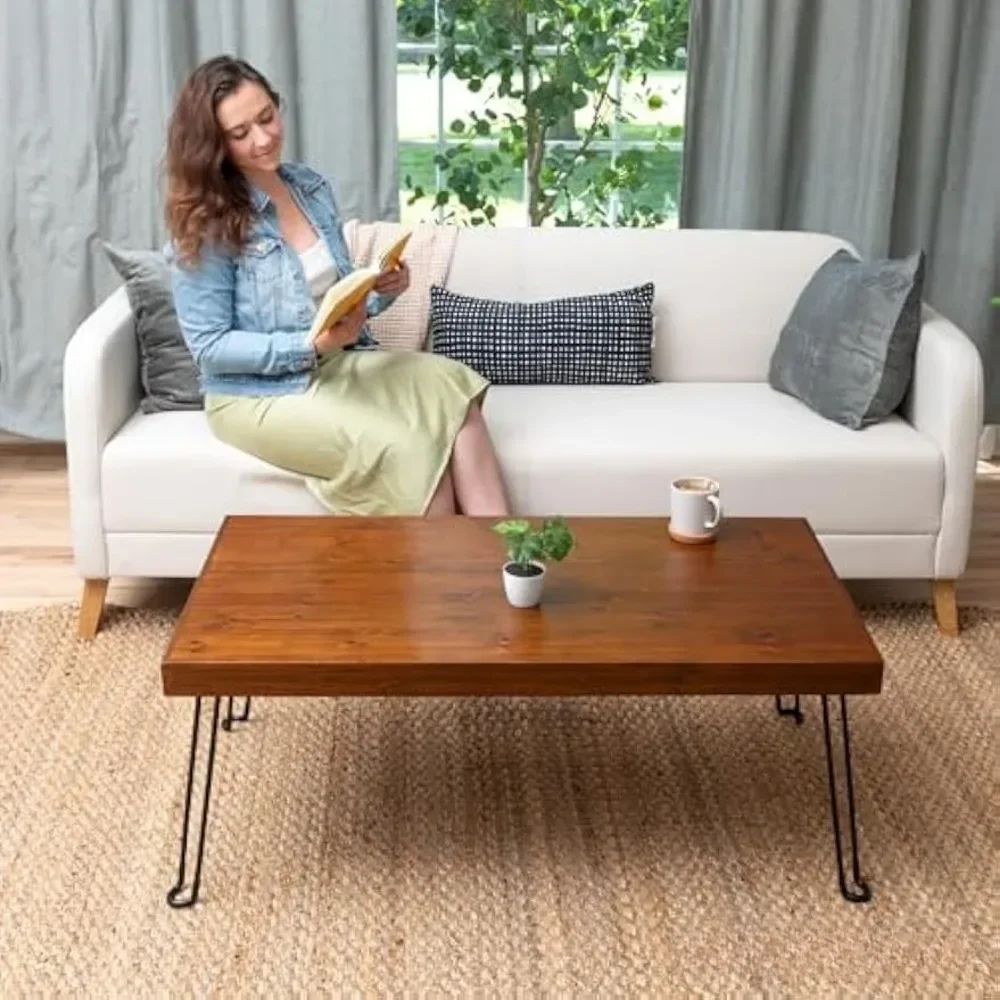 Folding Wooden Coffee Table - Foldable 20x40 Light Wood Mini Desk - Lightweight foldable coffee table for small spaces