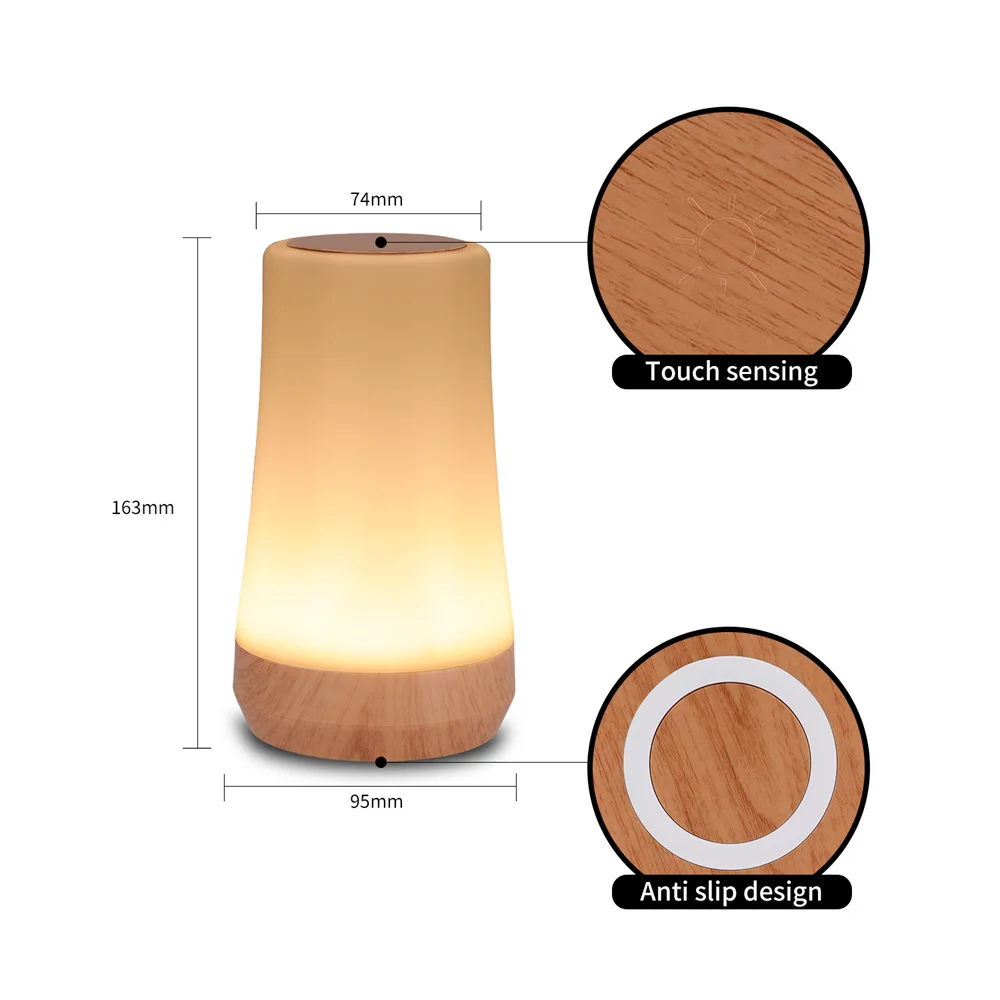 Luz nocturna con Control remoto, 13 colores, recargable por Usb, luz de ambiente, grano de madera, luz táctil LED, lámpara de noche para escritorio