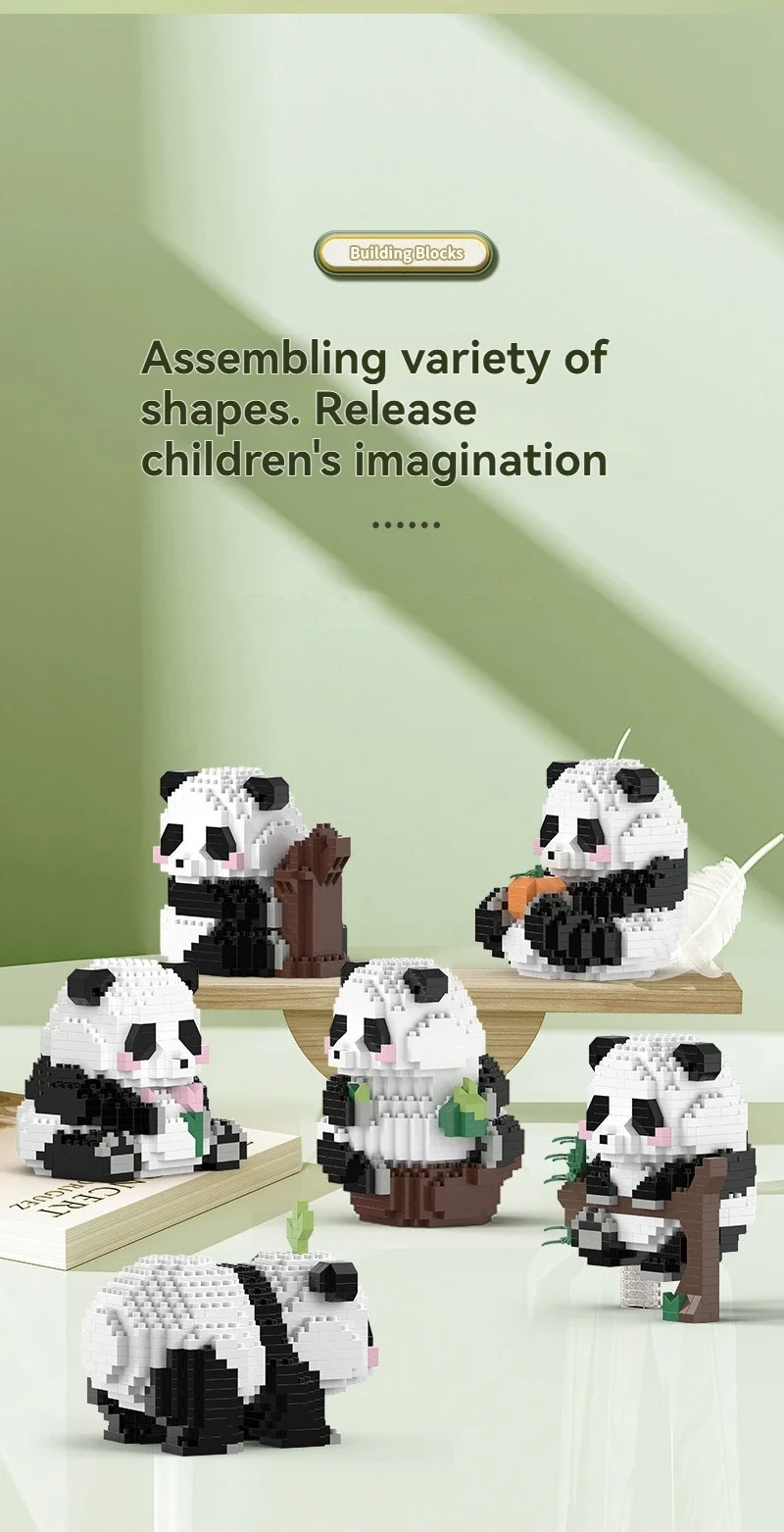 NEW 18 Styles Panda Micro Blocks Building Set Cute Panda Animal Models Kit DIY Assembly Bricks Kids Birthday Christmas Gift