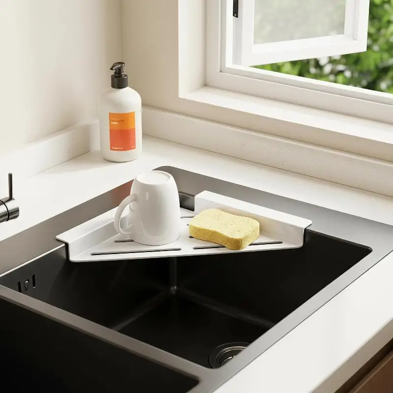 Kitchen Sink Corner Storage Rack Lightweight Quick Drainage Space Saving Organizer for Dorm Small Apartment Kitchen