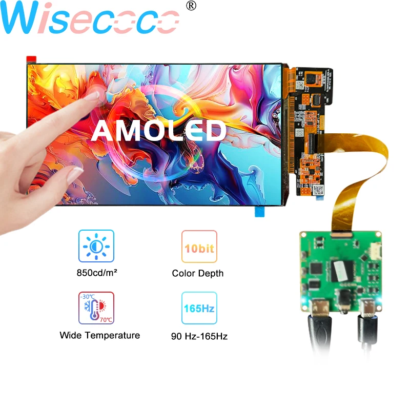 

Wisecoco 7-дюймовый OLED-дисплей 90 Гц 850 нит с сенсорным экраном 1920x1080 10-битный IPS-экран высокой яркости для игрового коммутатора Raspberry Pi PS5/4