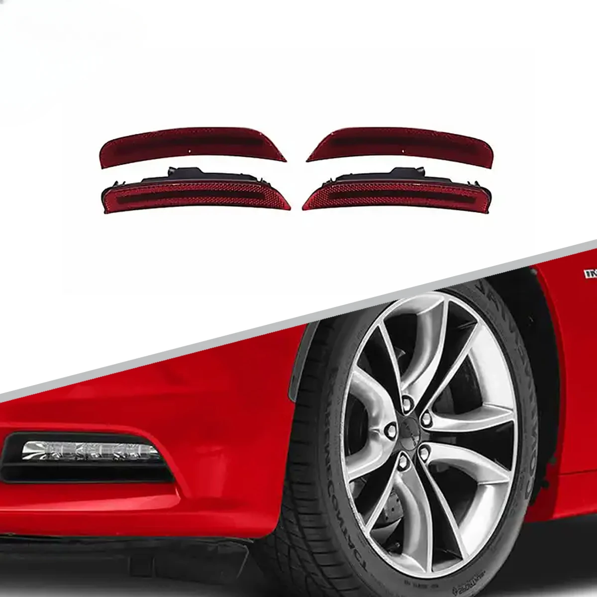 Front and Rear Bumper LED Black or Red Side Marker Fender Light For Dodge Charger 2015-2022