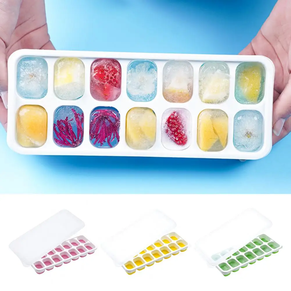 Ice Tray Mold Stackable Silicone Ice Cube Tray with Leak-proof Lid Easy Release Non-stick Mold Freezer Storage for Drinks