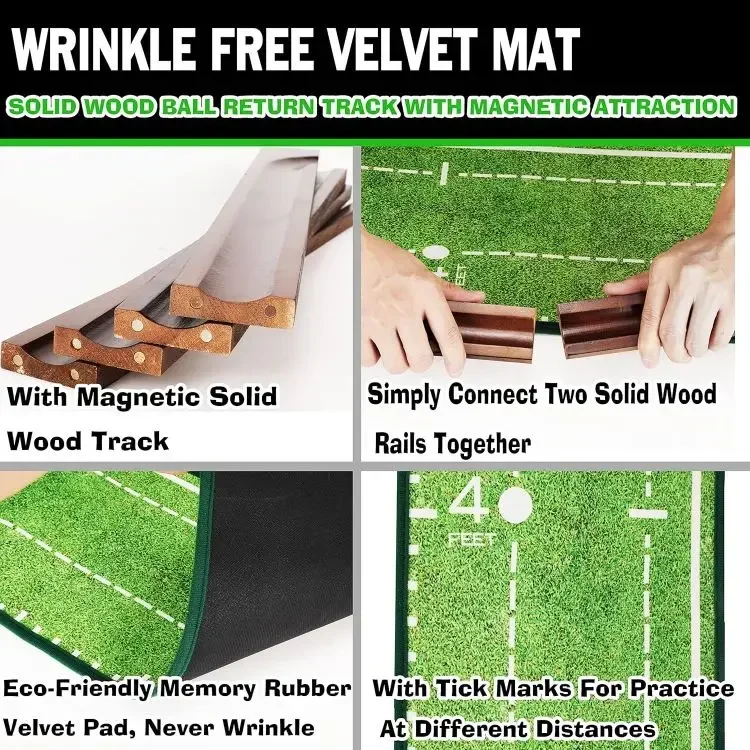 Factory high quality Outdoor Indoor Mini Golf Trainer Practice Mat Golf Putting Green Wood Golf Putting Mat