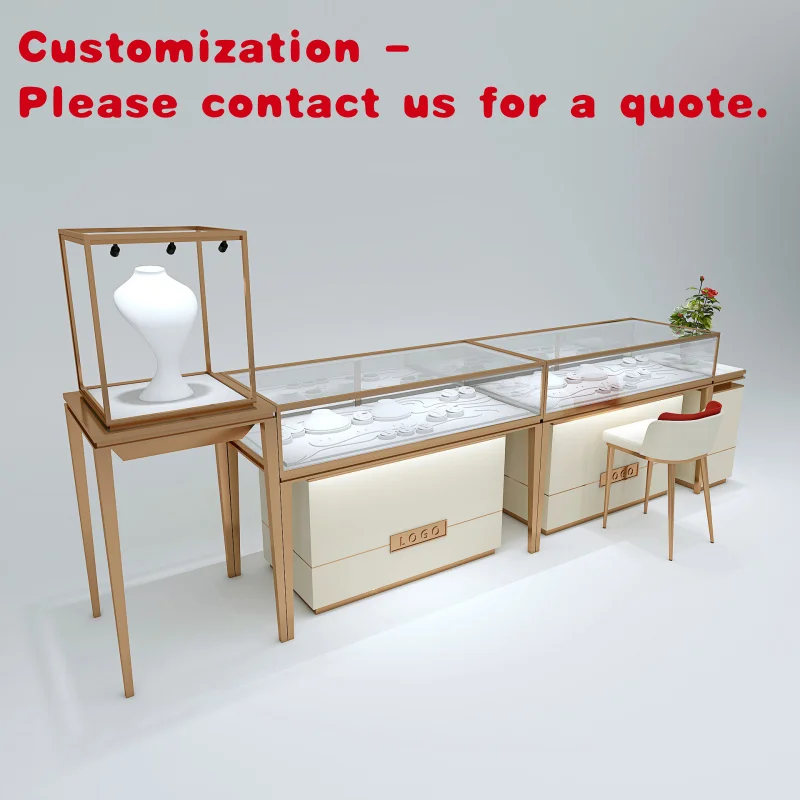 

custom.Custom LED Lighting Glass Back Jewellery Vitrine Display Cabinet Luxury Fine Jewelry Shop Counter Furniture
