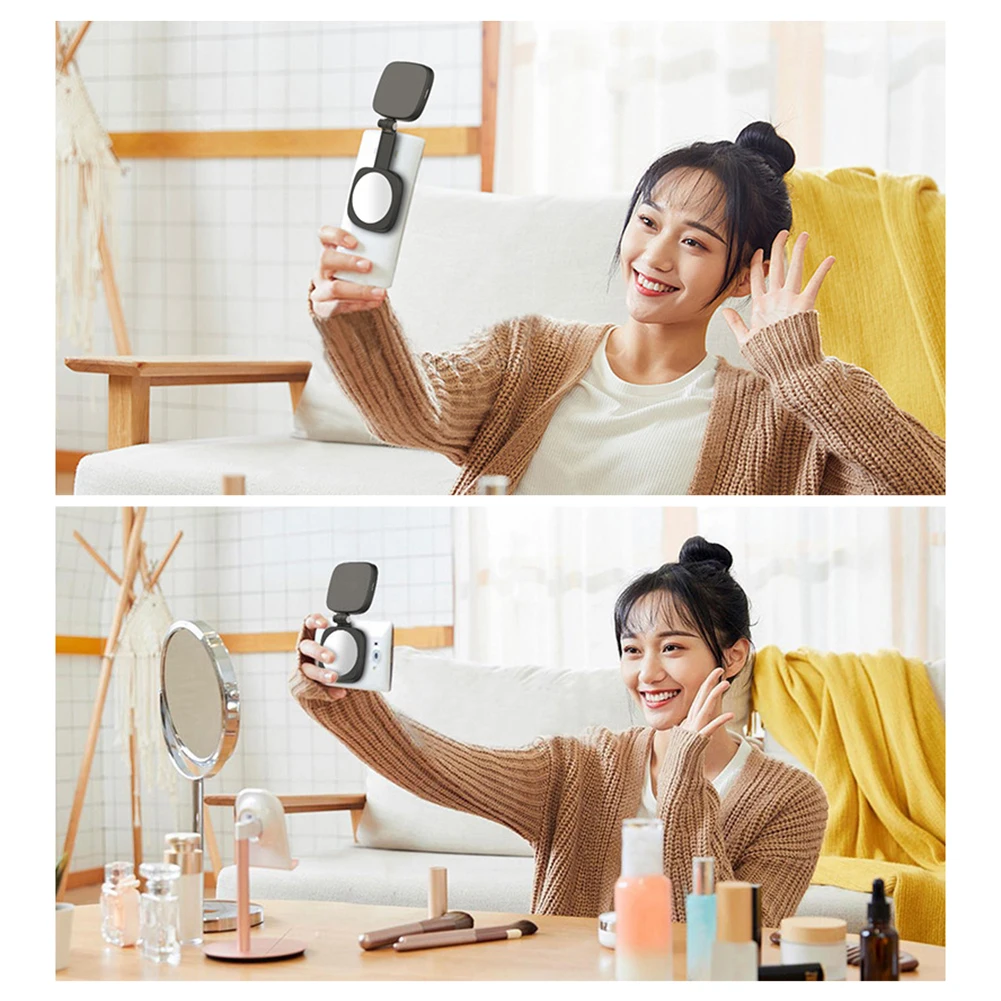 Phone Fill Light With Mirror Wireless Rechargeable Rings Light For Live