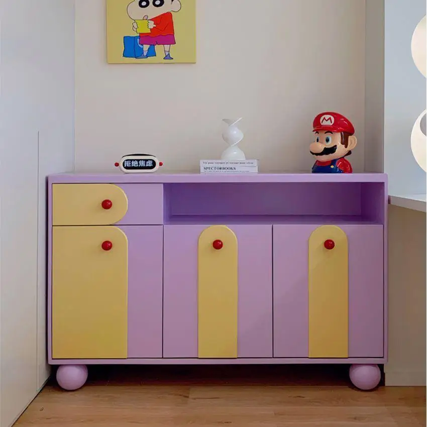 Internet celebrity side cabinet modern simple Nordic living room storage contrasting color porch cabinet locker cream dopamine