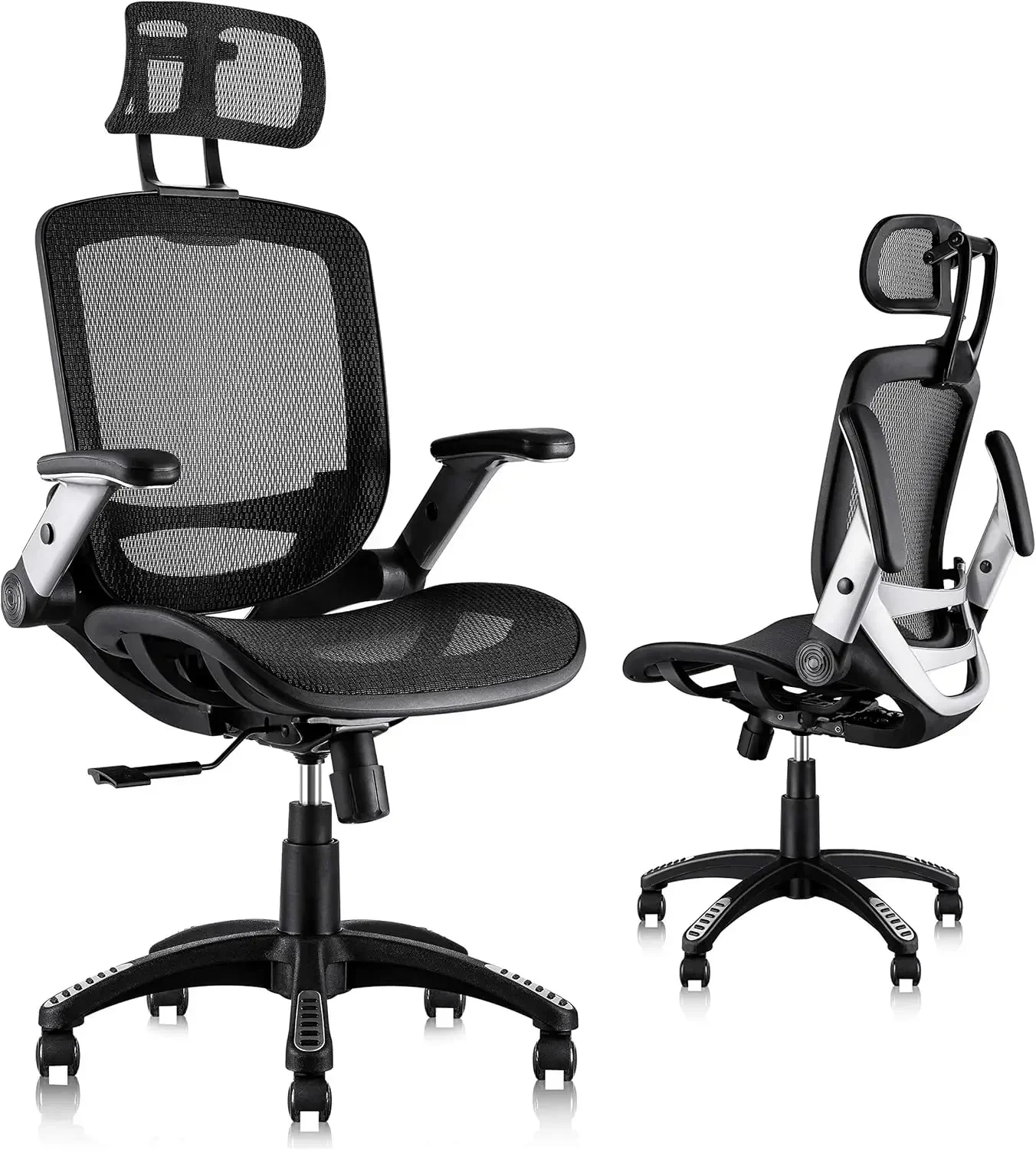 

Ergonomic Mesh Office Chair, High Back Desk Chair - Adjustable Headrest with Flip-Up Arms, Tilt Function, Lumbar Support