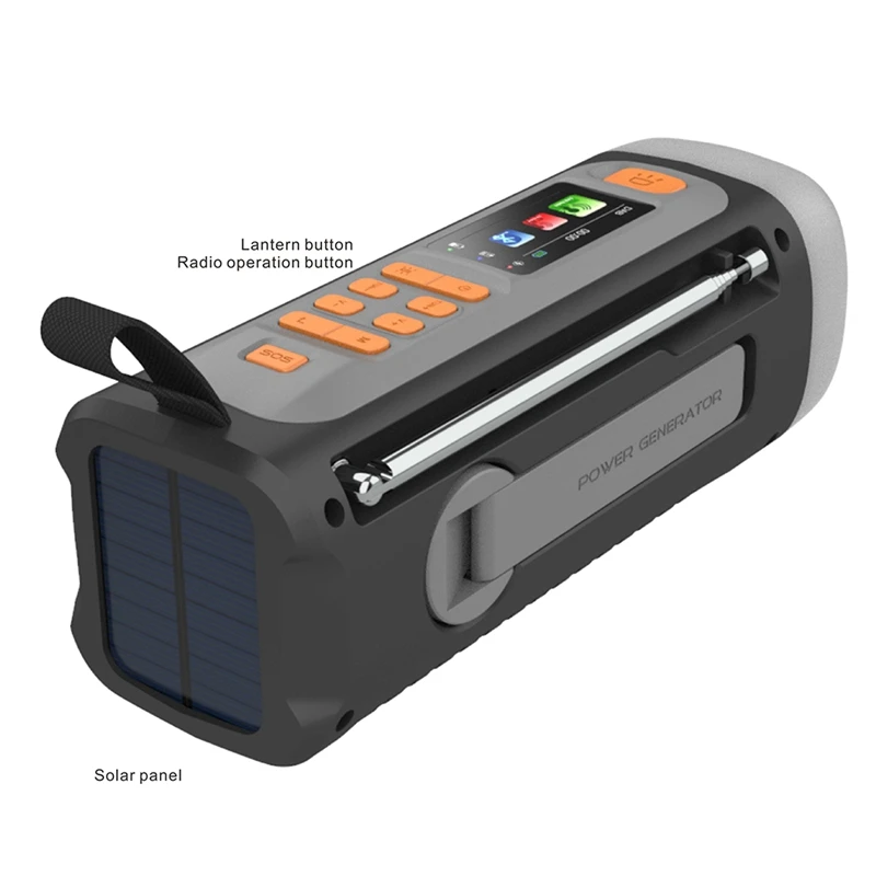 New-Solar Hand Crank Radio Multifunction Portable Emergency AM/FM DAB Radio With Flashlight Solar SOS For Outdoor Camping