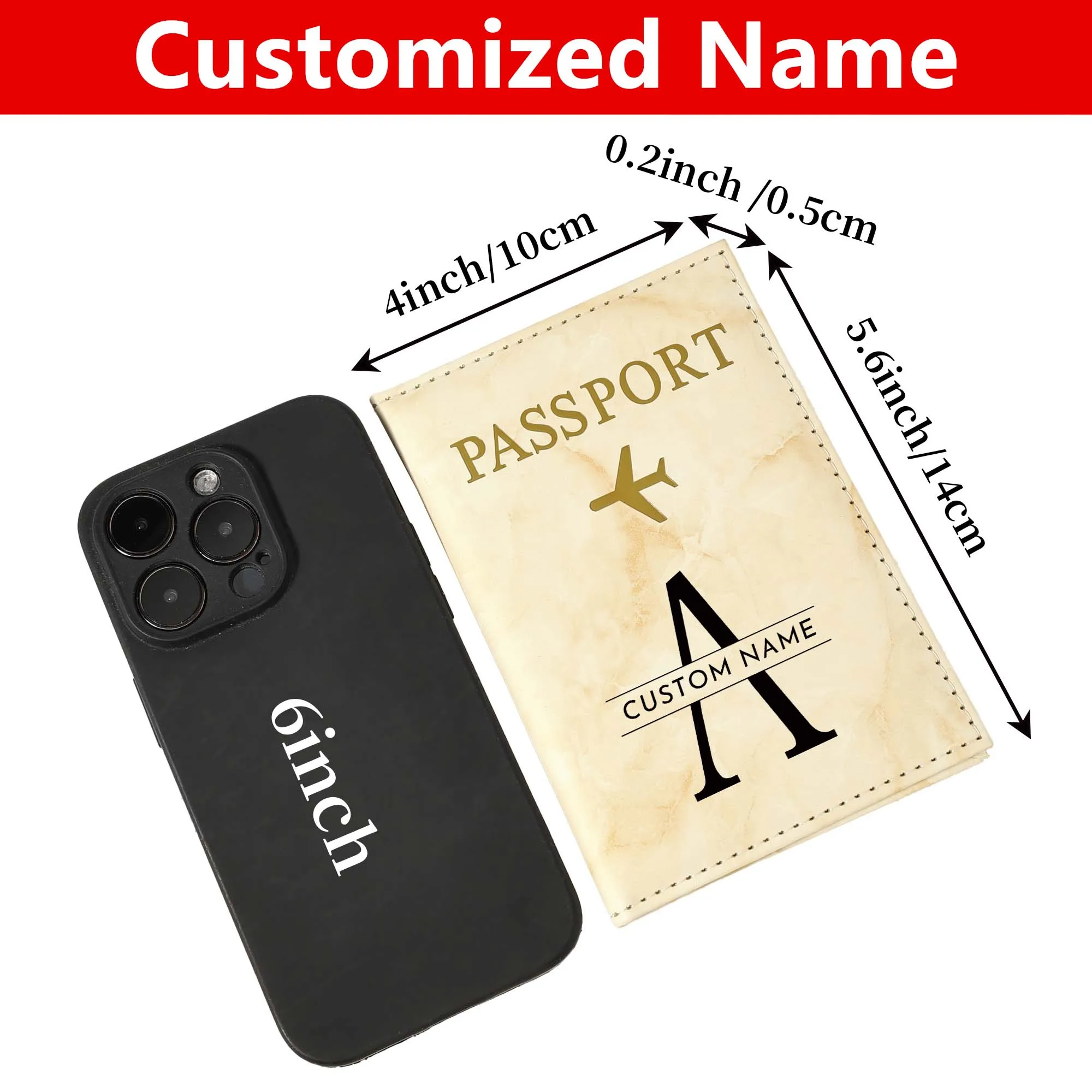 1Pc Custom Name Passport Holder, Personalized Signature Travel Wallet, A-Z Letter Printed Multifunctional Passport Holder