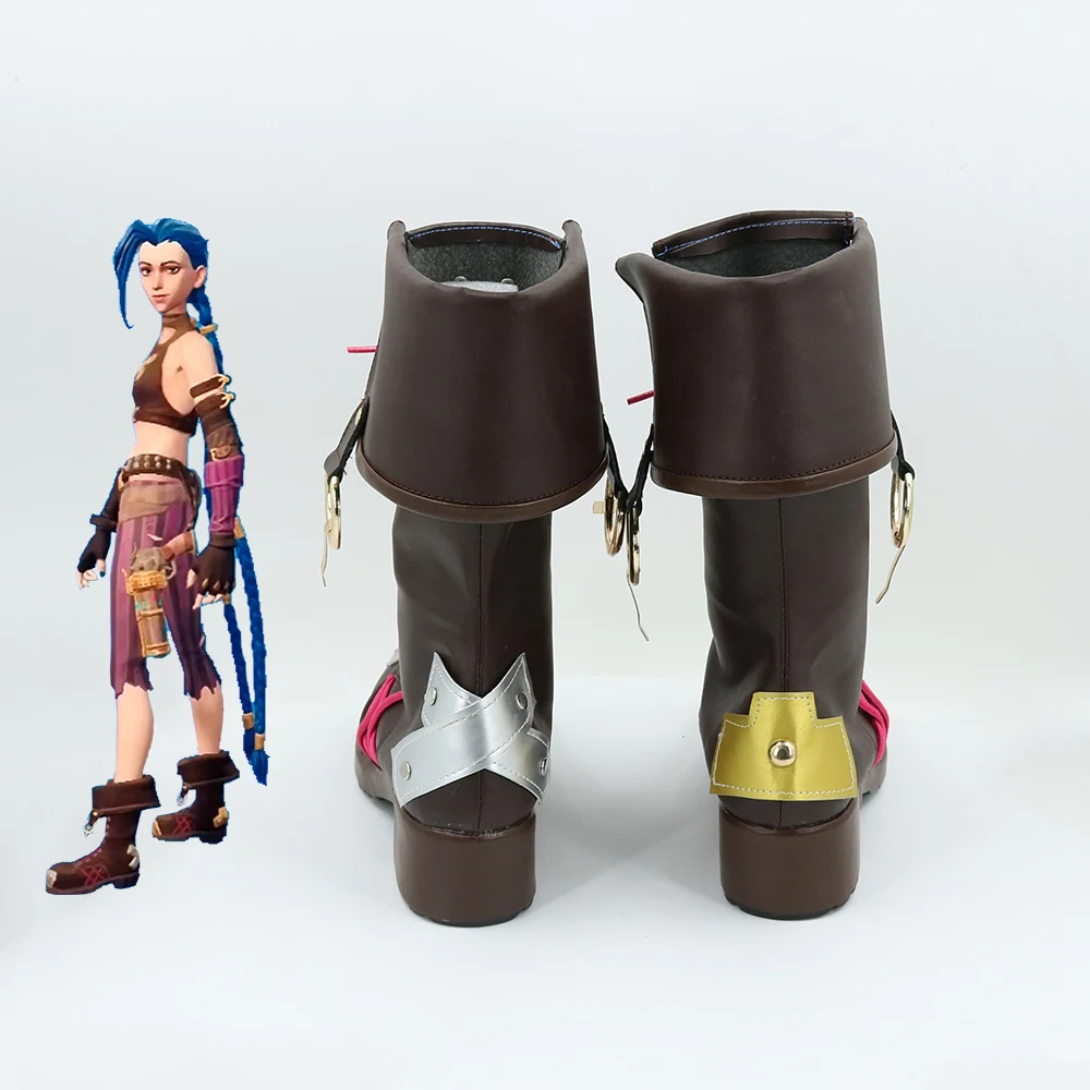 Zapatos de Cosplay Arcane League of Legends Jinx, botas a media pantorrilla, mascarada de Halloween, accesorios de disfraz de fiesta de actuación de Carnaval