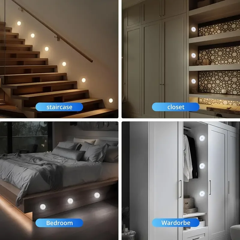 1/3/6pc Wireless Motion Sensor Night Light Bedroom Decor Light 8LED Detector Wall Decorative Lamp For Staircase Closet Room