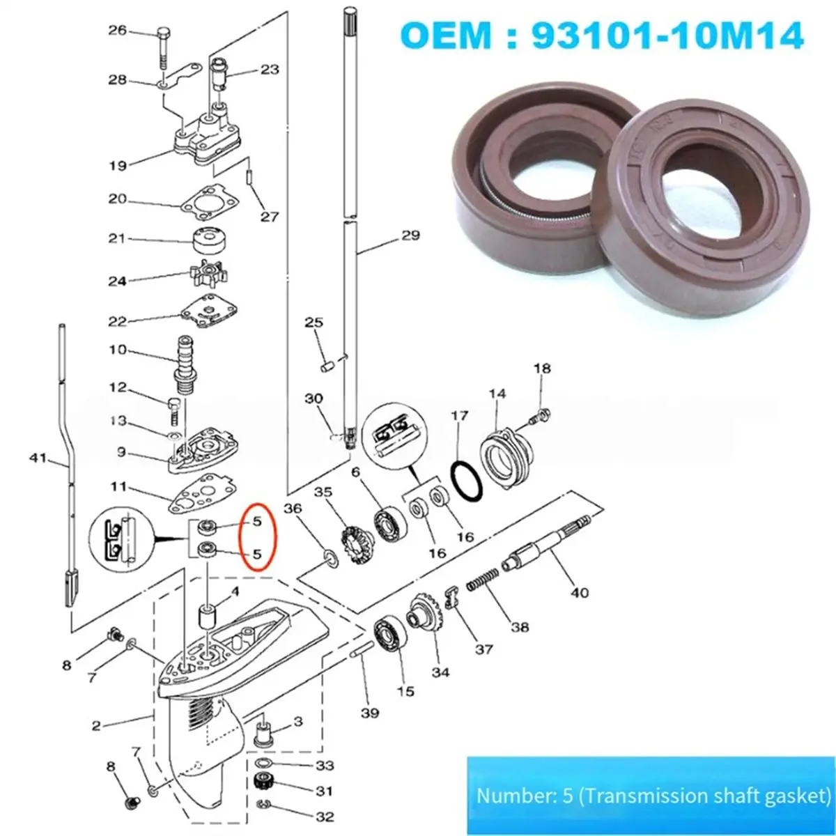 B09A 93101-10M14 Oil Seal for Yamaha Outboard Parts 2T 4HP 5HP Parsun F4-03000027 10.8x21x7mm