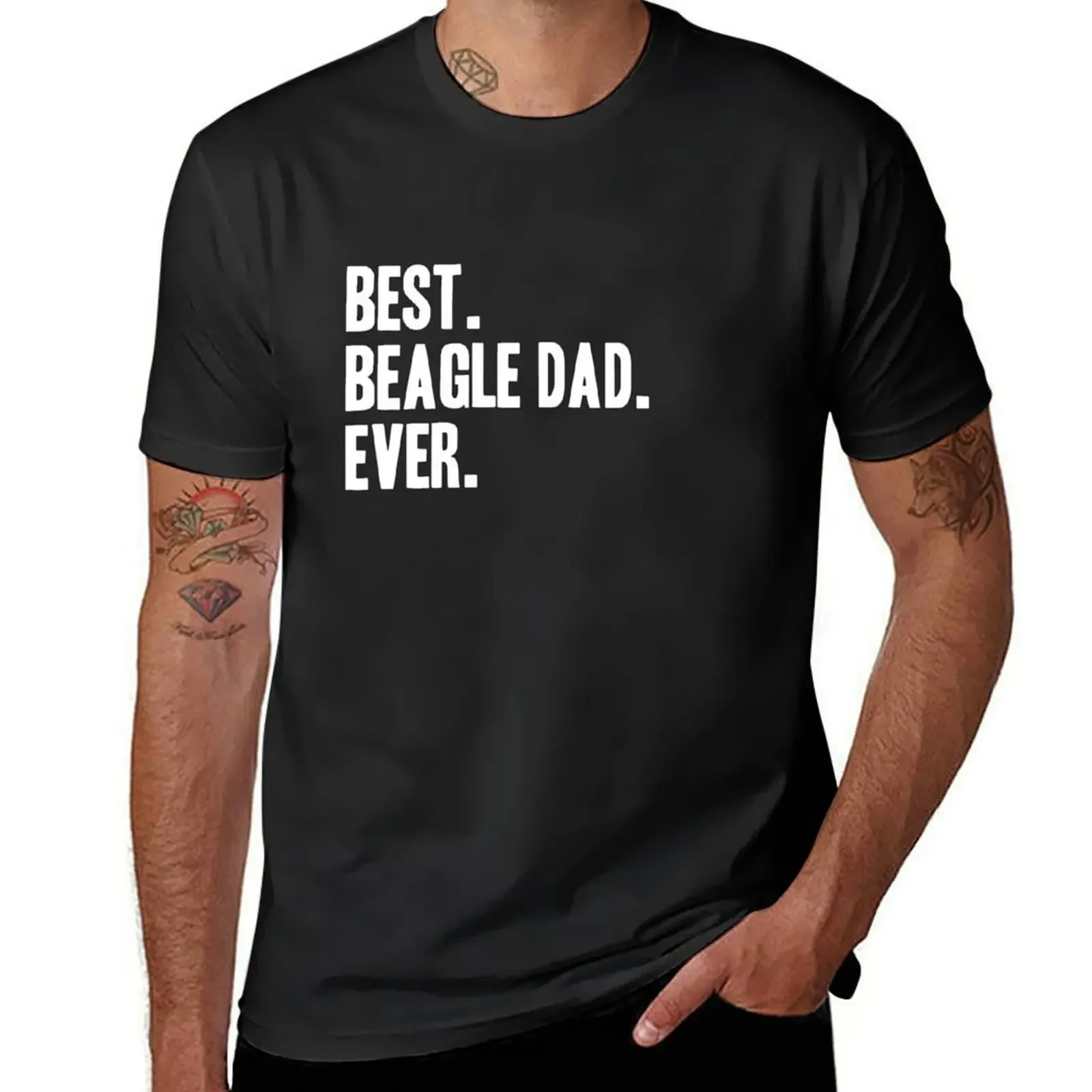 Best Beagle Dad Ever Funny Pet Dog Shirt T-Shirt heavyweights t shirts for men cotton