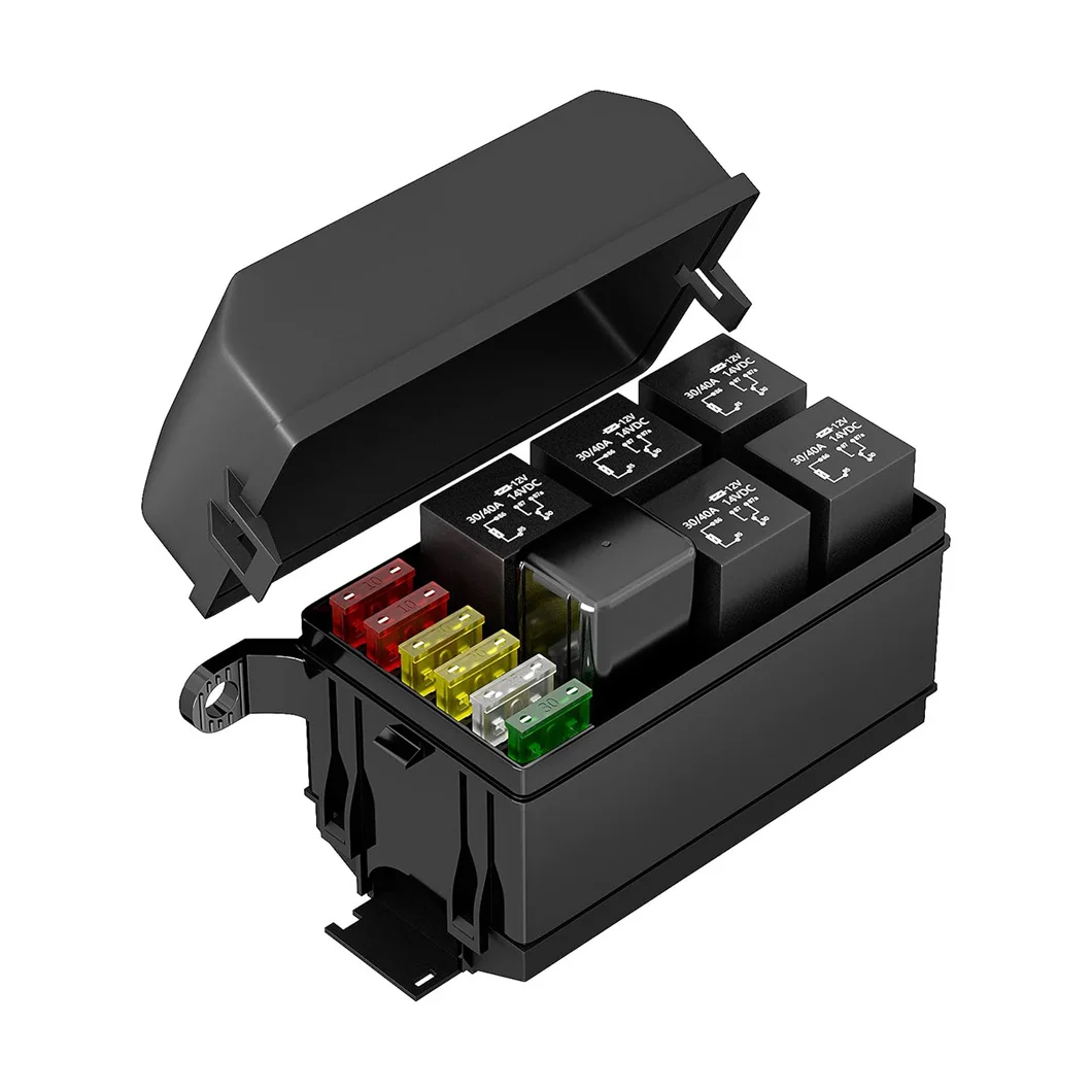 6Circuit Automotive Fuse Relay Box 12-24V Fuse and Relay Box ATC/ATO Blade Fuses+6Port 40A 12V/24V Relay for Car Truck Boat