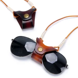 Women Sunglasses Genuine Leather Storage Rope Case Eyewear Hanging Neck Strap Chain Men Anti Fall Reading Glasses Clip Lanyard