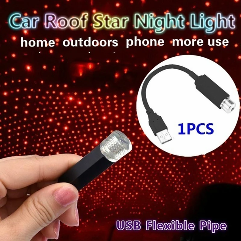 AD41-Car LED luces de cielo estrellado atmósfera Interior del coche techo noche estrella luz lámpara USB atmósfera