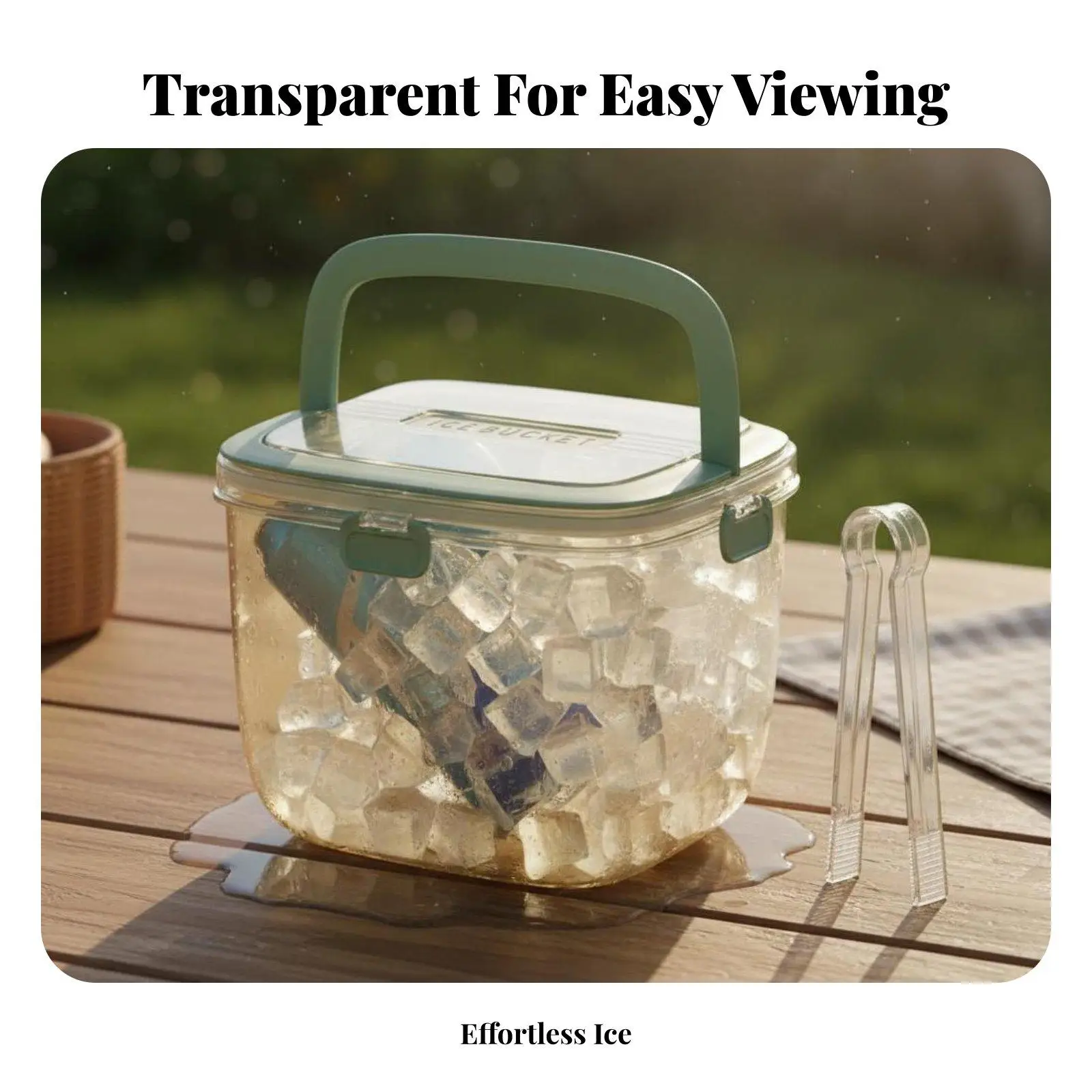Retractable Handle Ice Bucket with Secure Lid for Beverages Beer and Fruit Portable for Outdoor Events