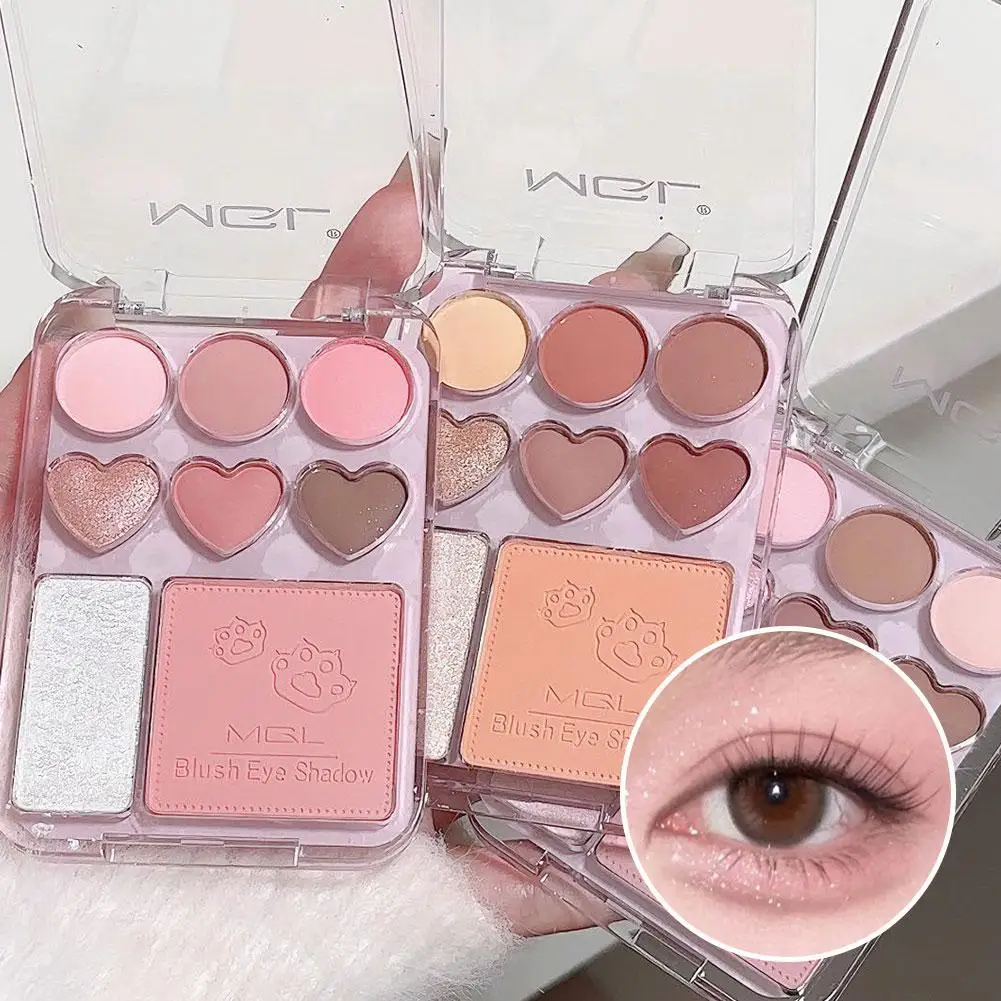 Sweet Heart Powder Blusher Eyeshadow Palette Blush Powder Palette Makeup Highlights Caramel Brown X2X3