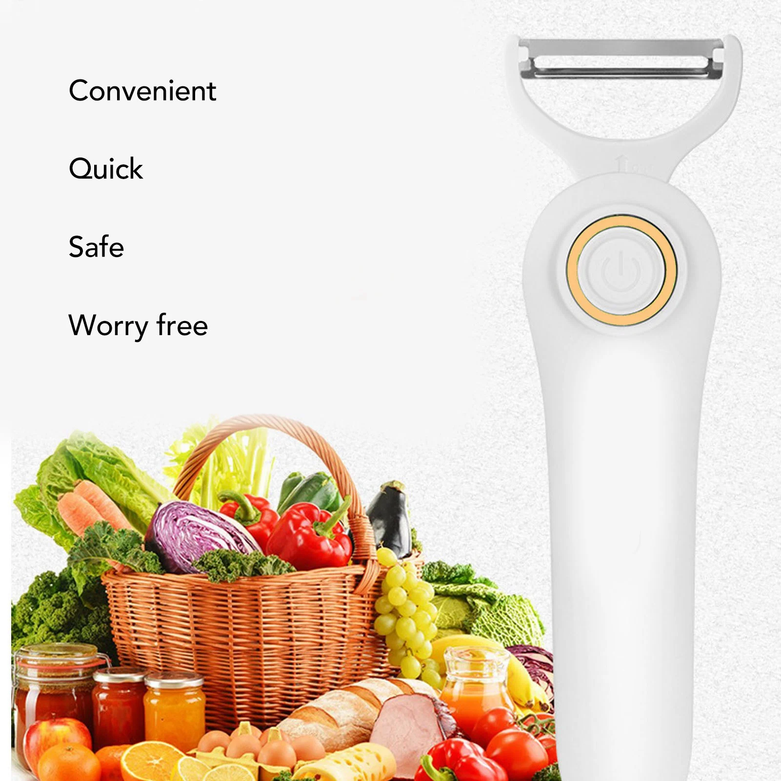 Electric Peeler Handheld USB Rechargeable Fruit Vegetables Peeler with 3 Cutter Heads for Home Handheld Electric Peeler