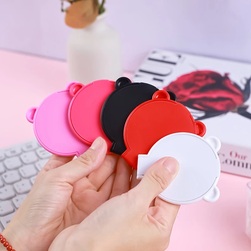 الكرتون الدببة آذان عمودي HD مرآة لوضع مساحيق التجميل المحمولة طوي عمودي ثنائي الاستخدام سطح المكتب مرآة الطلاب مقبض مرآة ماكياج #1