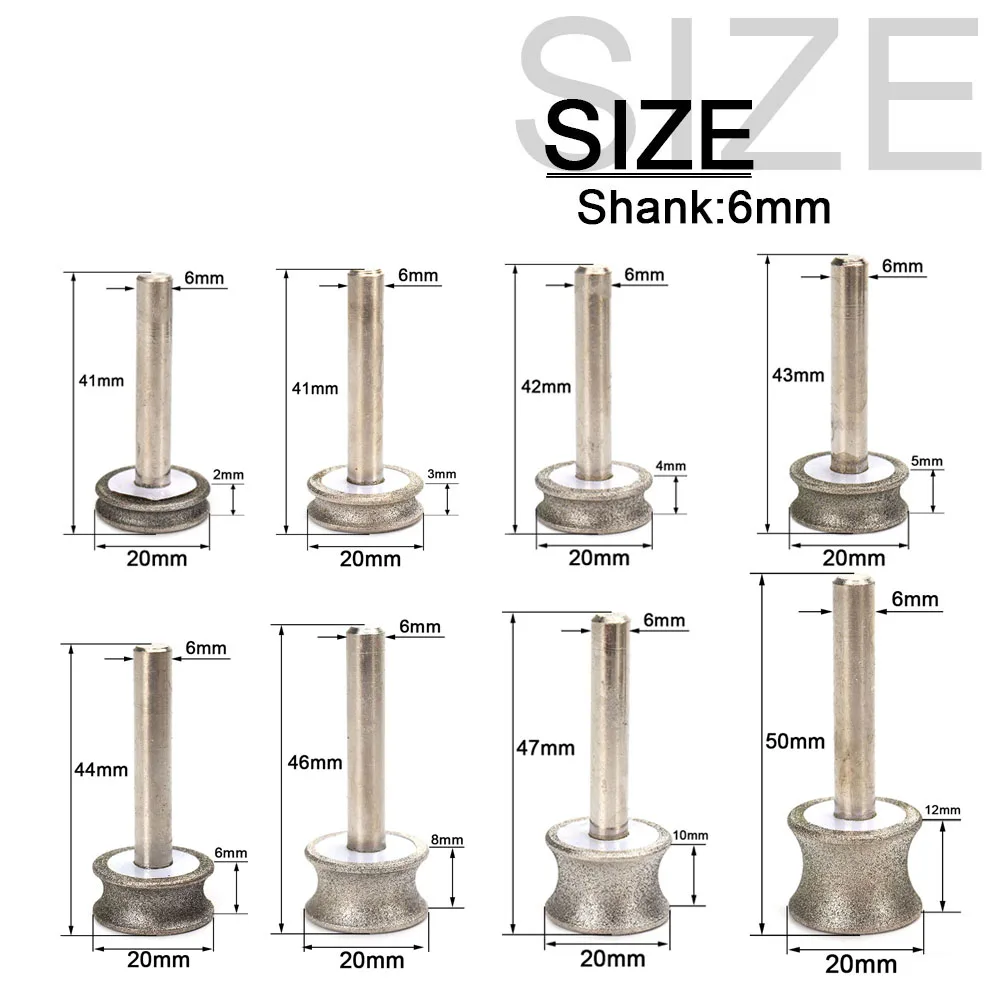 2-12mm Mini Concave Diamond Abrasive Grinding Wheel Straight Edge Chamfering Abrasive Wheel  for Glass Jade Ceramic Sharpening