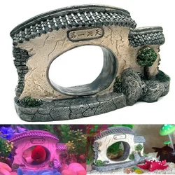 15cm Chinese Style Yard Fish Door Tank Ornament Aquarium Decoration Stones Shrimp Rock Cave Decoration Fish Hiding Toys