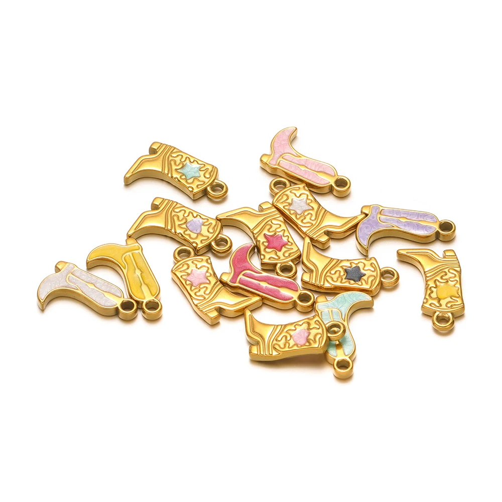 5Pcs Stainless Steel Gold Martin Boot Shoes Charms Earrings Pendants for DIY Trendy Jewelry Making Necklace Bracelet Decoration