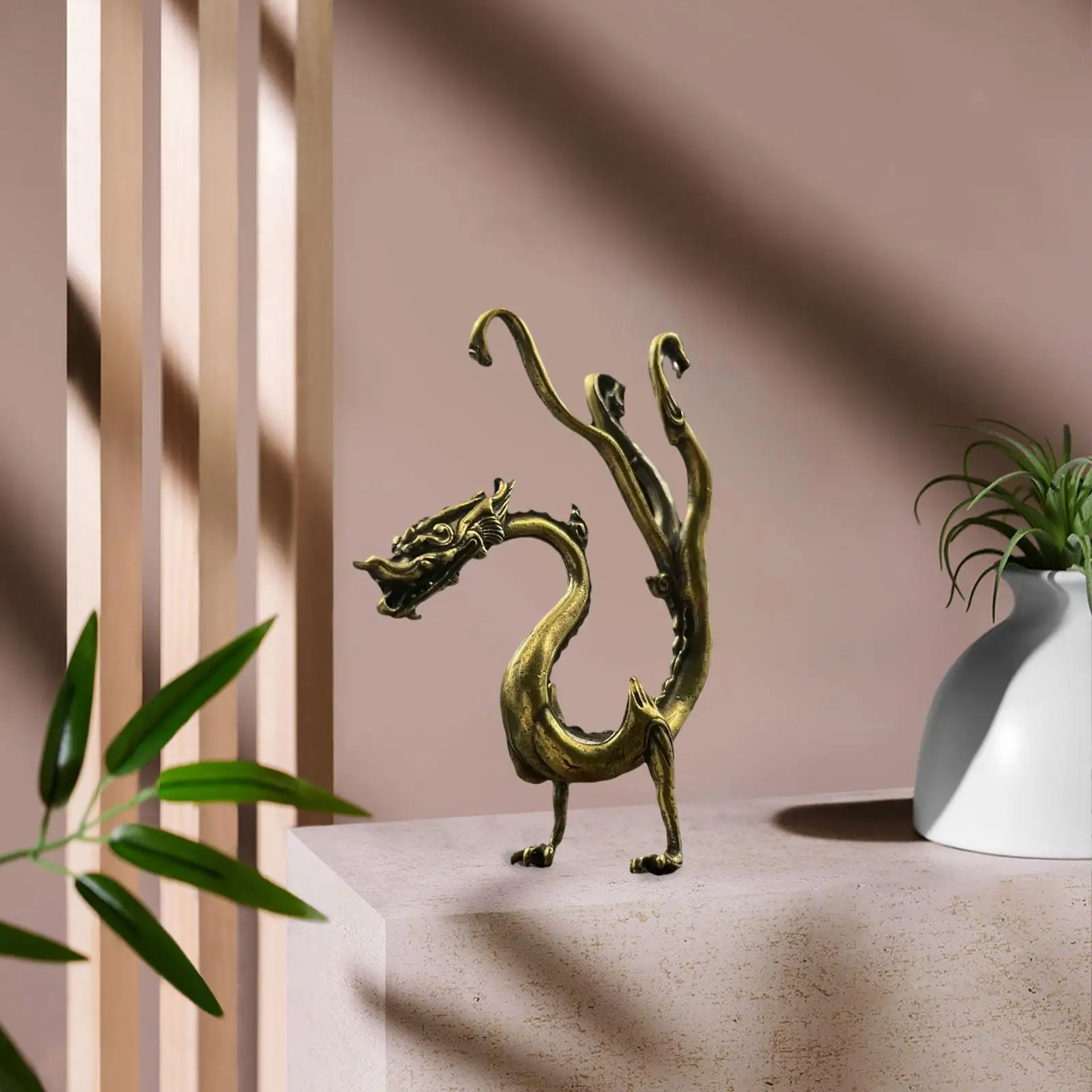 Brass Dragon Ornament Collectible Realistic Chinese Dragon Animal Sculpture Handmade for Bar Living Room Hotel Bookcase Office