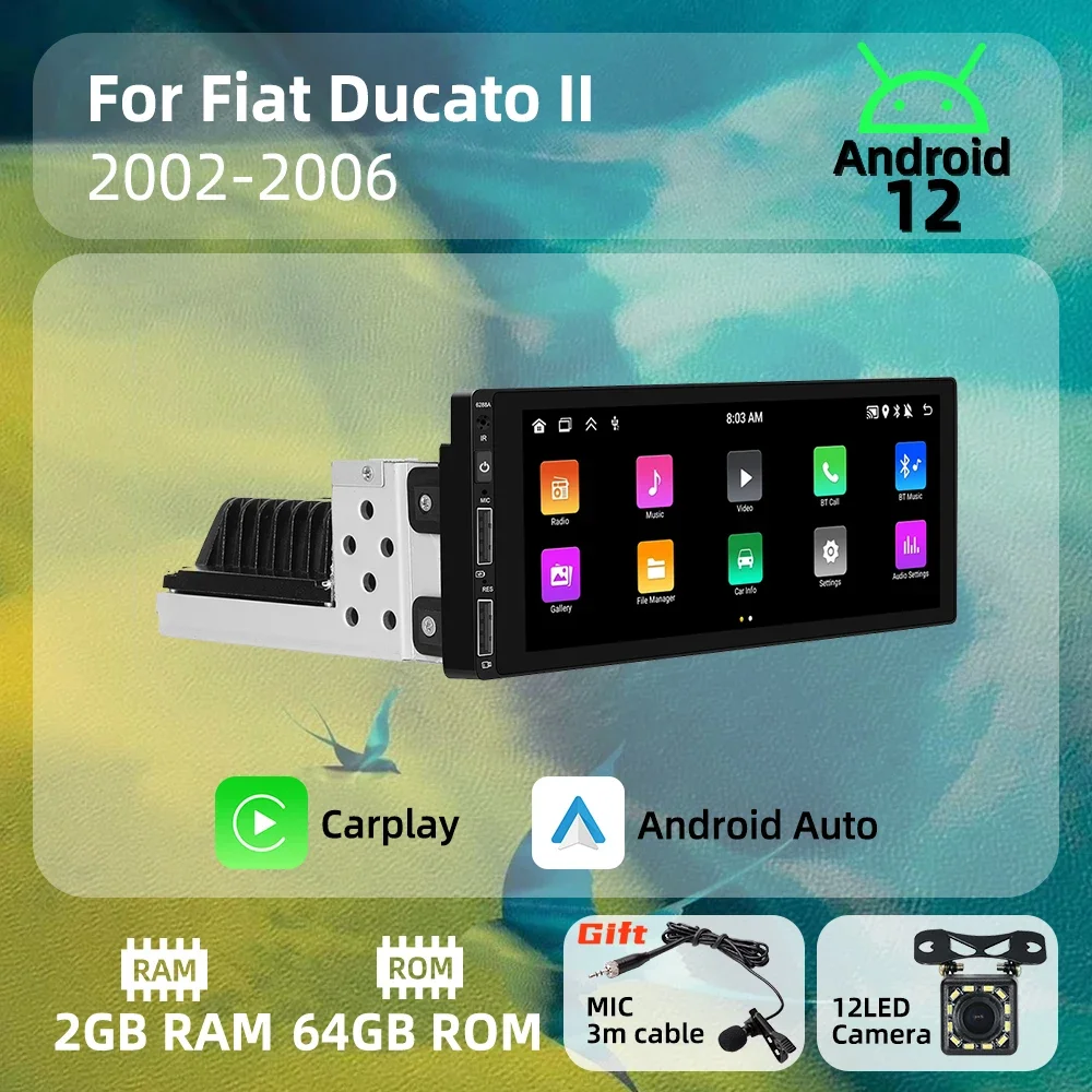 

Android Radio for Fiat Ducato II 2002-2006 Car Multimedia Android Auto Stereo 1Din Head Unit Carplay Autoradio BT GPS Navigation