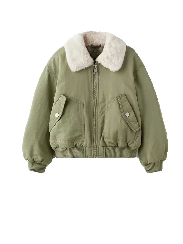 thiened-cotton-jaet-ort-sle-fur-collar-workwear-sle-children's-winter-coat-for-girls-pure-color-casual-sle