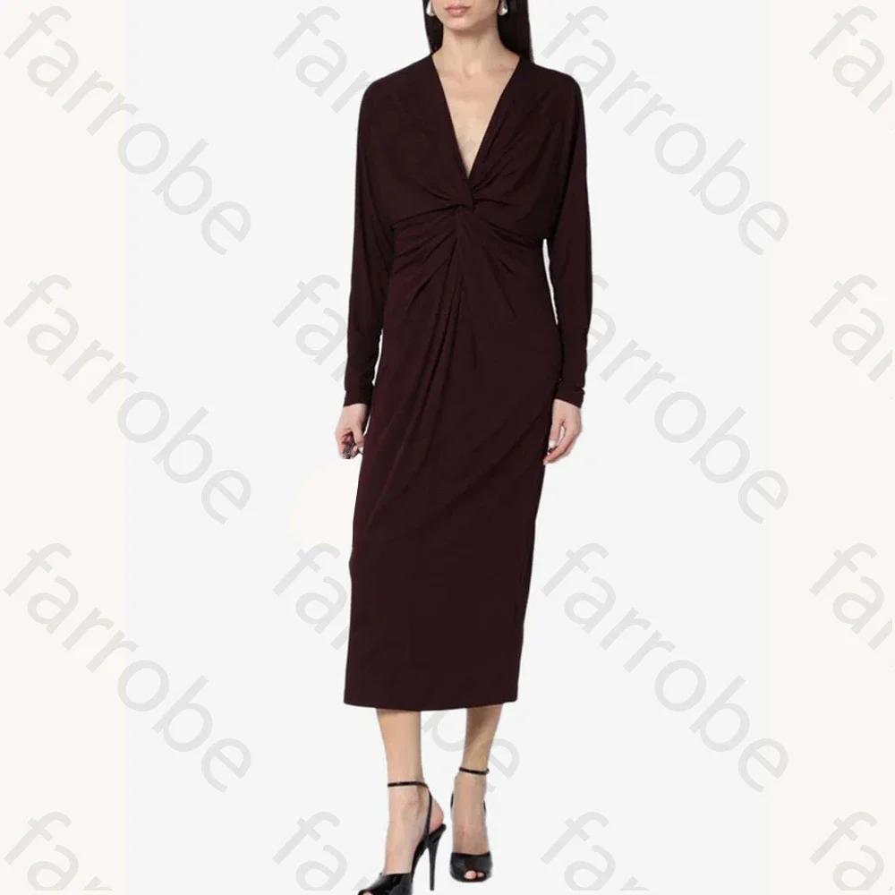 Customized Elegant Draped Knot Midi Dress A-Line Evening Dresses Occasion Formal Exquisite High Quality Prom Party Gowns Women