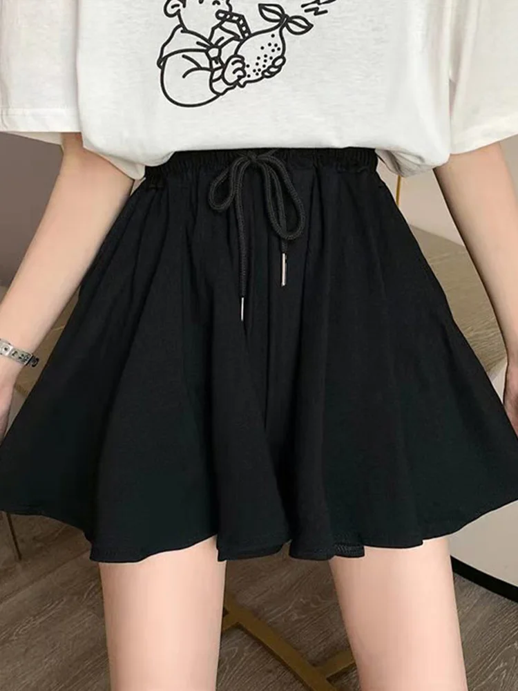 Short taille haute pour femme, streetwear décontracté, noir, mode féminine, proximité, wstring, style coréen, été