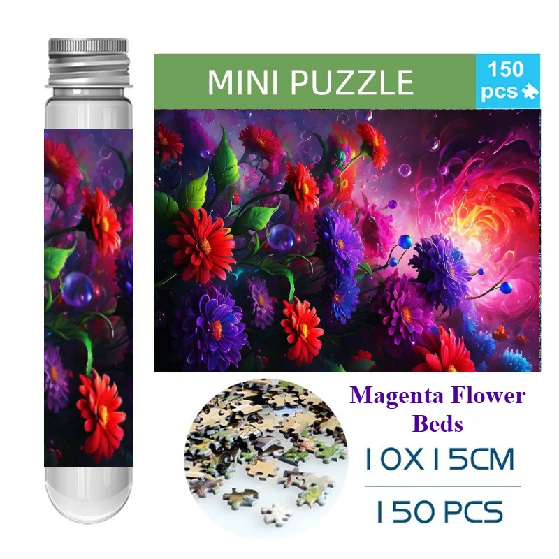 150PCS Mini Test Tube Magenta Flower Beds Difficult Jigsaw Puzzle  Decompression Toys Game Family Educational Toys
