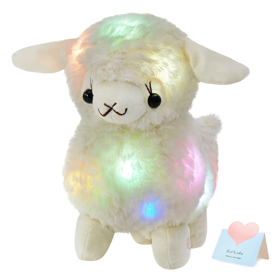 30cm Light Up White Lamb LED Stuffed Animals Sheep Soft Plush Toy Birthday Goat Pillow Holiday Easter Glow Gift for Kids Girls