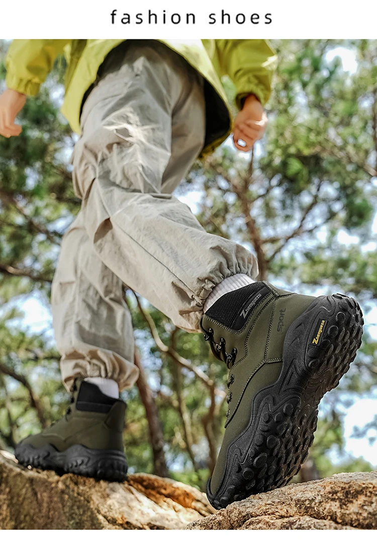 Outdoor-Wanderstiefel mit dicken, rutschfesten Sohlen, atmungsaktivem Mesh-Obermaterial, geeignet für Bergsteigen, Camping, Kiespfade und vollständig anpassbar für tägliche Outdoor-Wanderungen, mit Anti-Rutsch- und Stoßdämpfungseigenschaften – Detail 13