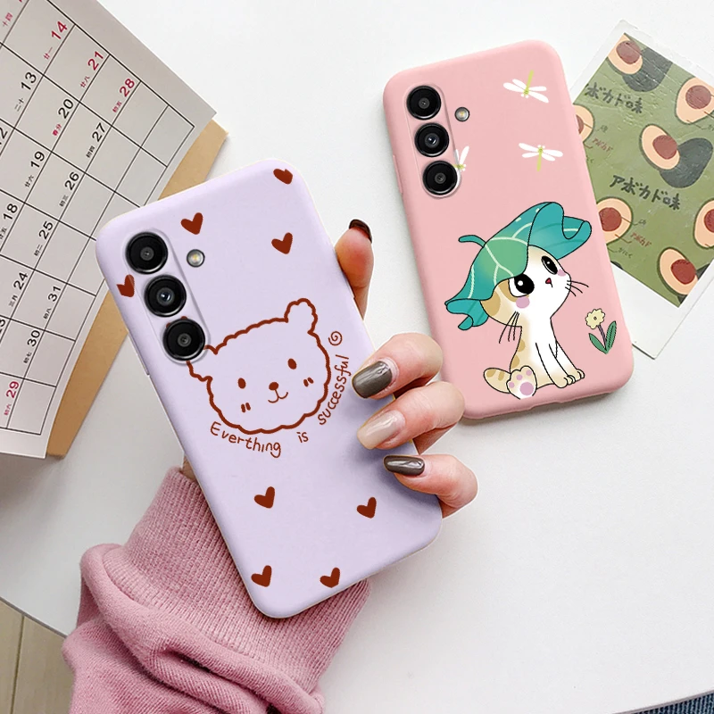 Case For Samsung Galaxy A14 5G Cute Heart Flower Back Cover Soft Silicone Matte Protective Funda For Samsung A 14 GalaxyA14 Bags