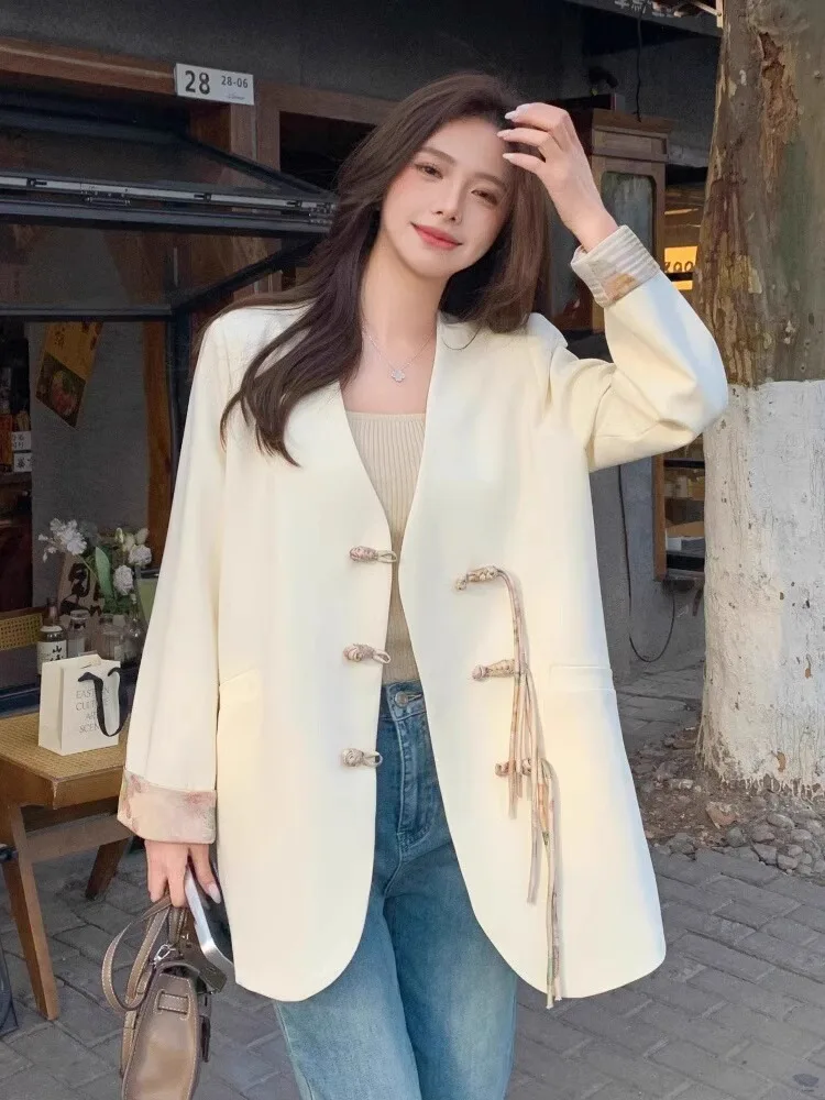 

New Chinese Sle Casual Women's Suit Jaet 2026 Spring Autumn New Model High-End Feeling Improved Hanfu Super Beautiful Wes...