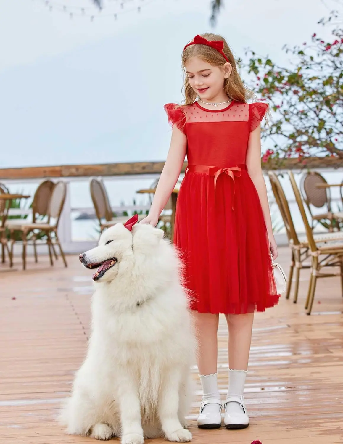 Jeugdige chiffonjurk zomer contrasterende mesh feestjurk, kerst schattige prinses verjaardagsfeestje chiffon jarretel communiejurk