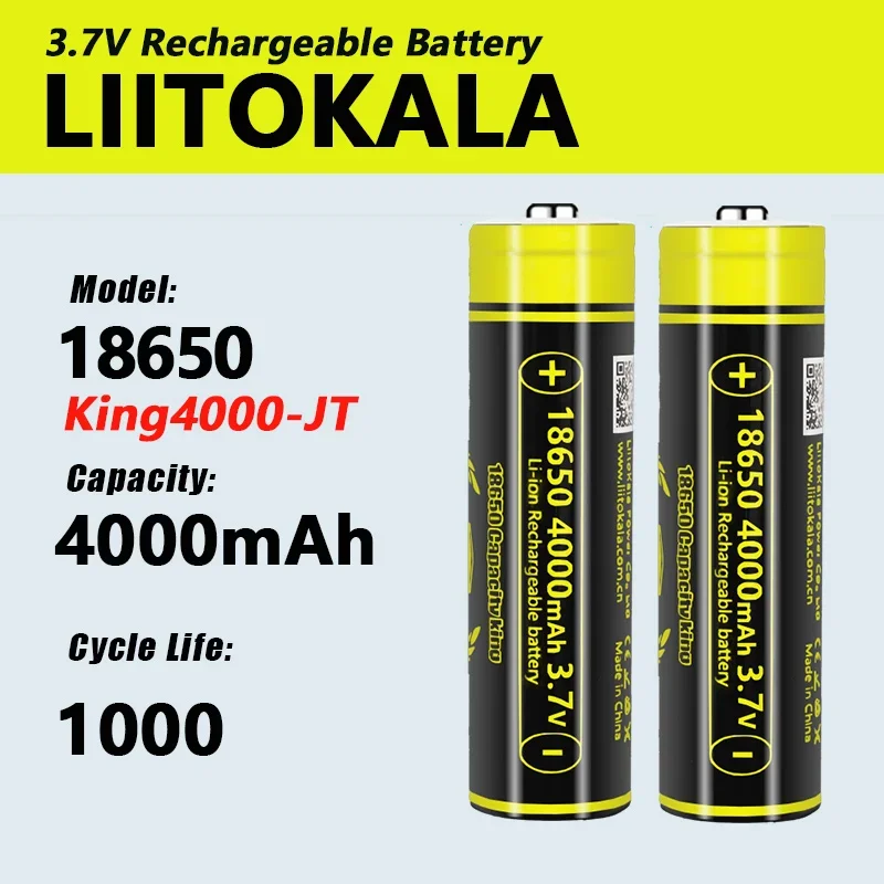 1-40pcs LiitoKala King4000-JT 3.7V 18650 4000mAh 12A Discharging Rechargeable Batteries For Flashlight batteries