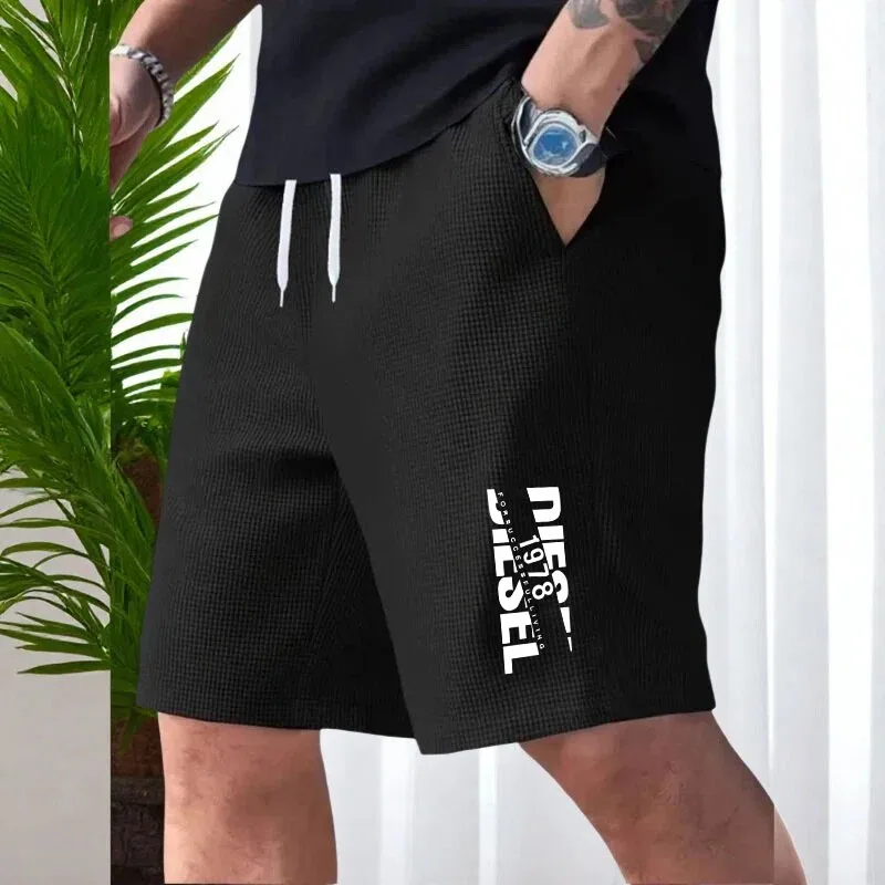 Summer Mens Sweatpants Print Casual Short Trouser Outdoor Jogging Sports Cycling Clothing Fashion Street Half Pants Beach Shorts