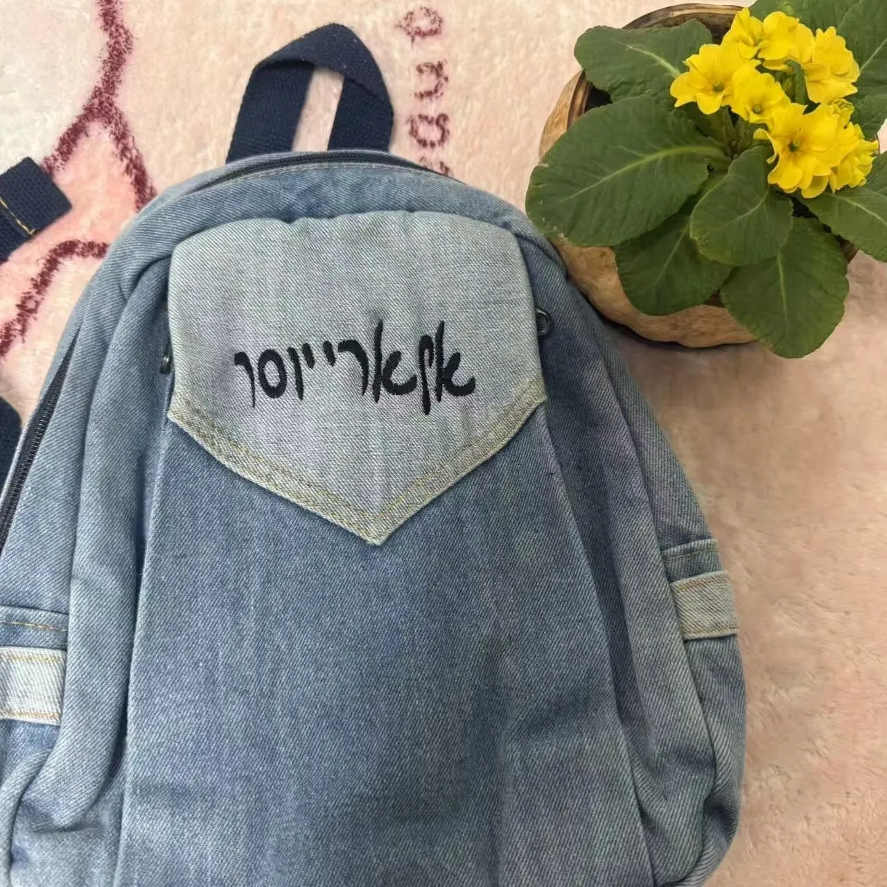 New Custom Embroidered Fashionable Denim Back Bags Personalized Name Ladies Outdoor Leisure Travel Small Backpack Denim Bag