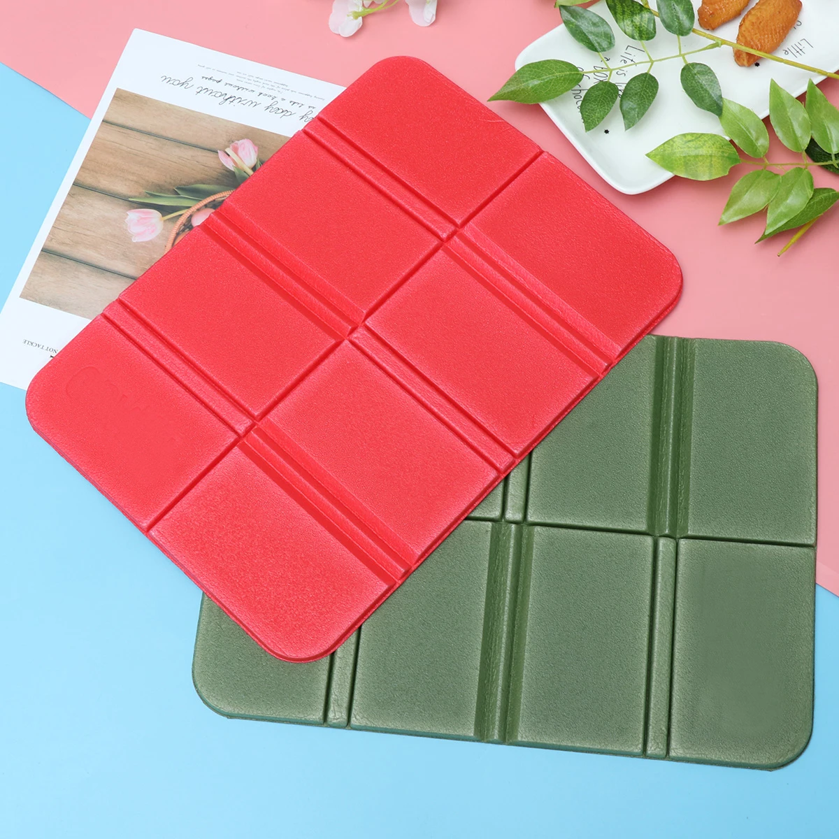 

2pcs Xpe Folding Waterproof Cushion Mat Seat For Outdoor Camping Picnic Park Lightweight Insulated Portable Honeycomb Design