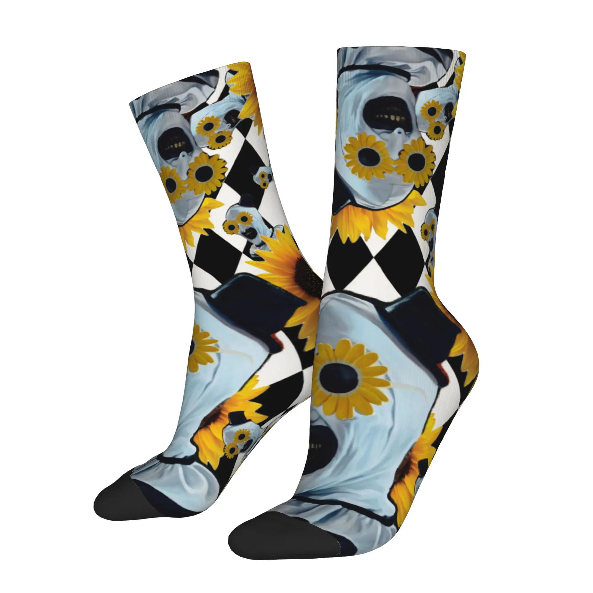 Harajuku Terrifier Daisy Basketball Socks Horror Movie Polyester Crew Socks for Women Men Sweat Absorbing