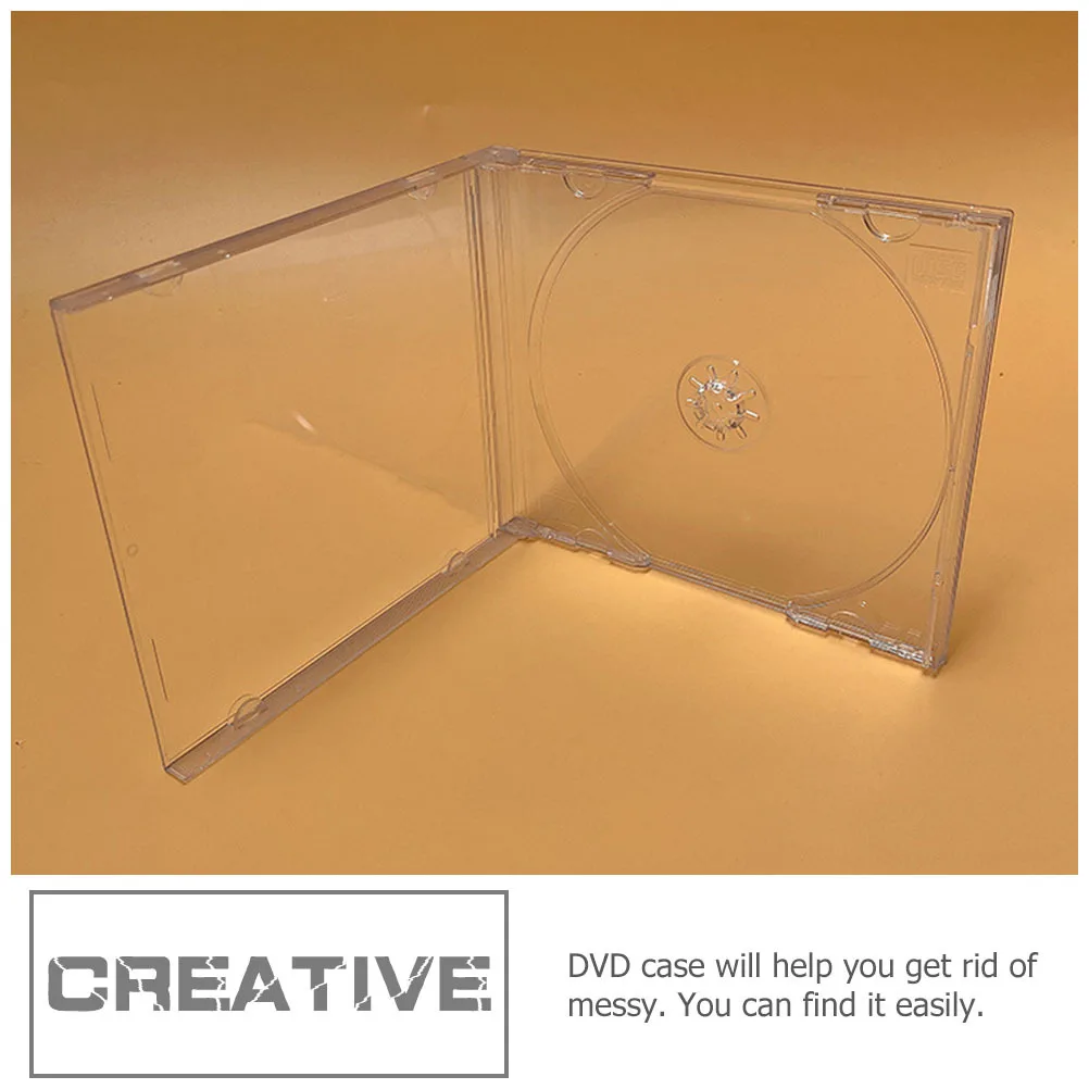 

10Pcs Cd Storage Cases Transparent Plastic Cd Boxes Single Dvd Holders Portable Disc Organizer Fit for Music Movies