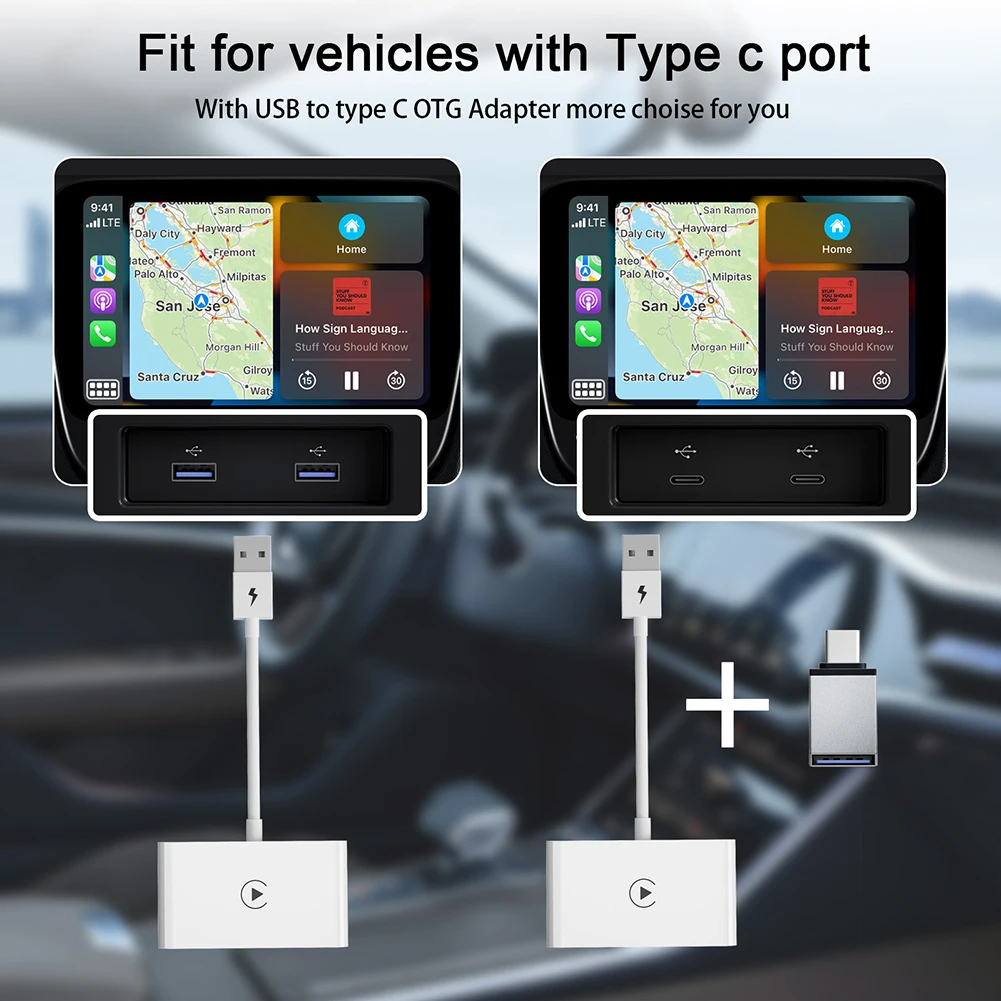 Carplays Adapter Support Original Car Control Method Heavy Duty Durable Carplays Adapter For Automotive Lightweight Stable