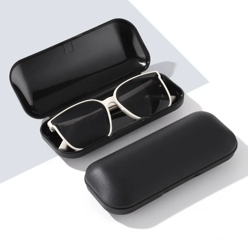 Matte Black Plastic Hard Eyeglasses Case Flock Lining Pressure-resistant and Shockproof Box Portable Storage Holder for Glasses