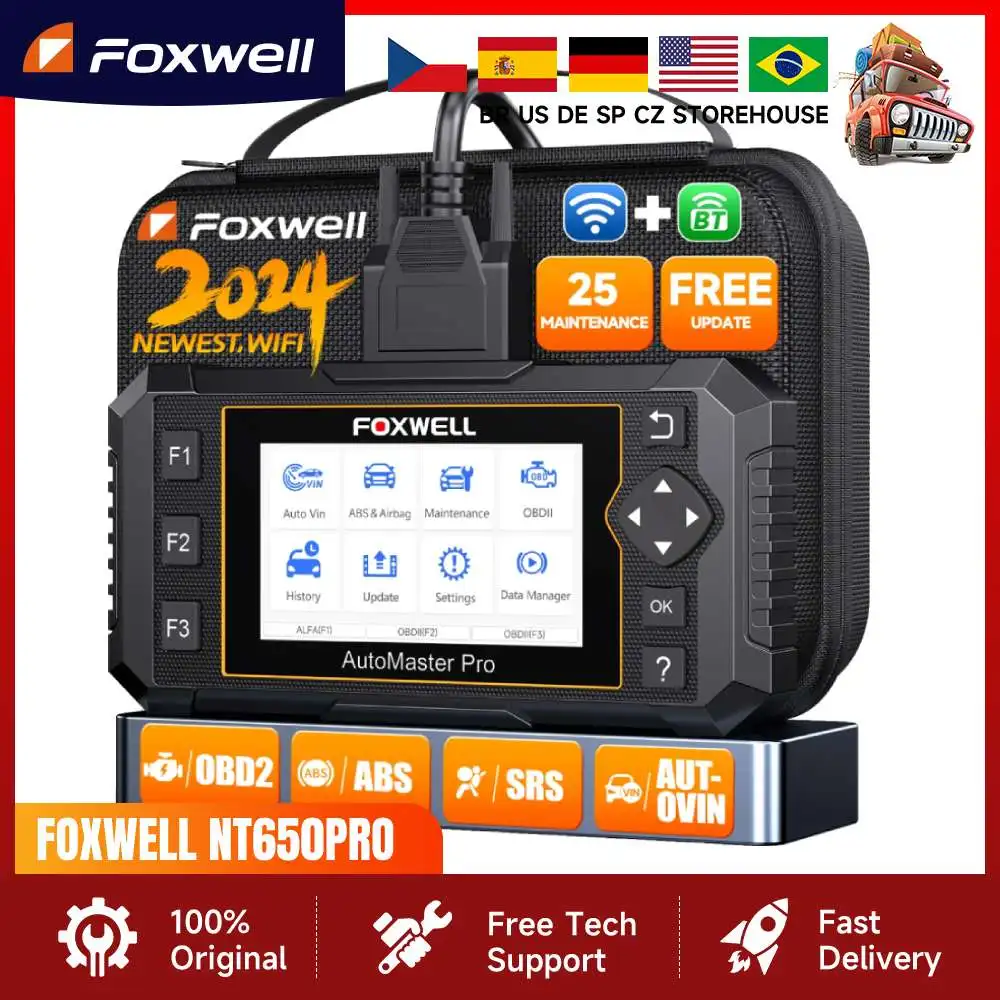 Сканер Foxwell NT650 Pro OBD2 с Bluetooth для профессиональной автоматической диагностики Поддержка 28
