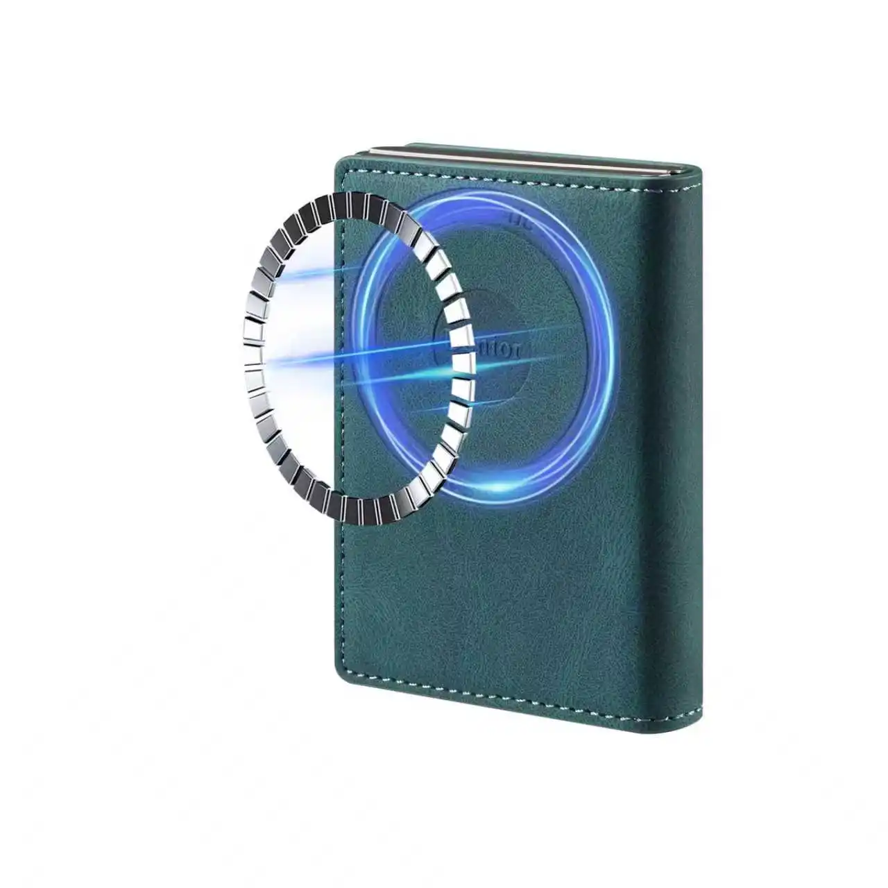 Denior Magsafe Magnetic Card Bag, Press Type Automatic Pop-Up Multifunctional Card Box, Can Hold 6-10 Credit Cards Leather Walle